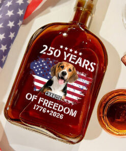 Alternative view of Custom Dog Photo Celebrate 250 Years of America Whiskey Bottle