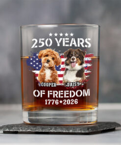 Alternative view of Custom Dog Photo Celebrate 250 Years of America Whiskey Glass