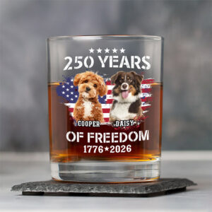Alternative view of Custom Dog Photo Celebrate 250 Years of America Whiskey Glass CH07 899676