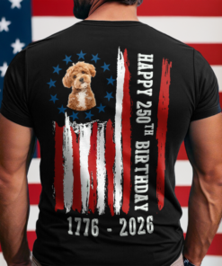 Alternative view of Custom Dog Photo Happy 250 Years Of Freedom Patriot Backside Shirt