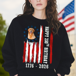 Alternative view of Custom Dog Photo Happy 250 Years Of Freedom Patriot Dark Shirt LM32 895215