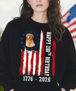 Alternative view of Custom Dog Photo Happy 250 Years Of Freedom Patriot Dark Shirt