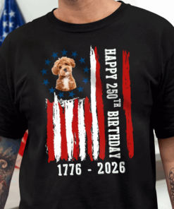 Custom Dog Photo Happy 250 Years Of Freedom Patriot Dark Shirt