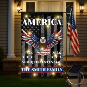 Custom Family America Eagle 250th Anniversary Semiquincentennial 1776-2026 Patriotic Led Garden Flag CH07 895372