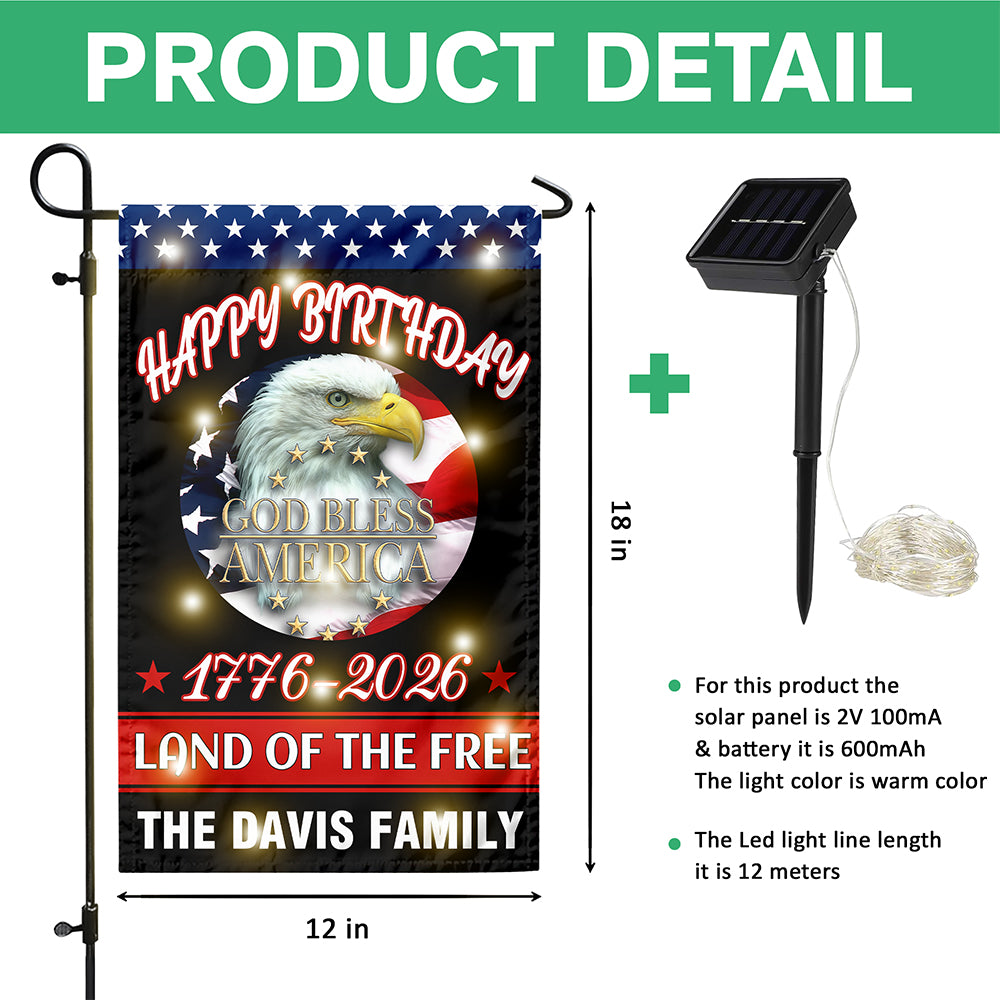 Custom Family Happy Birthday Land Of Free Led Garden Flag Independence Day Decor HA75 898338 - Image 7