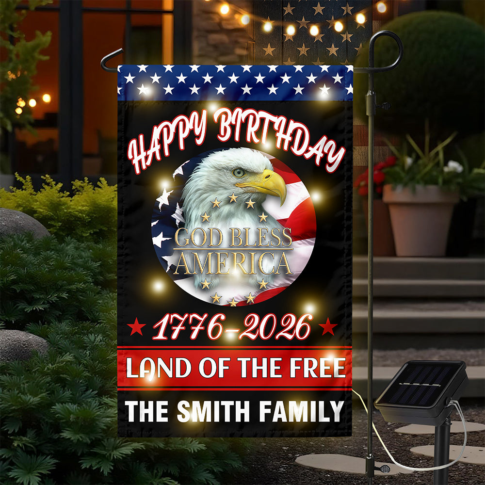 Custom Family Happy Birthday Land Of Free Led Garden Flag Independence Day Decor HA75 898338 - Image 4