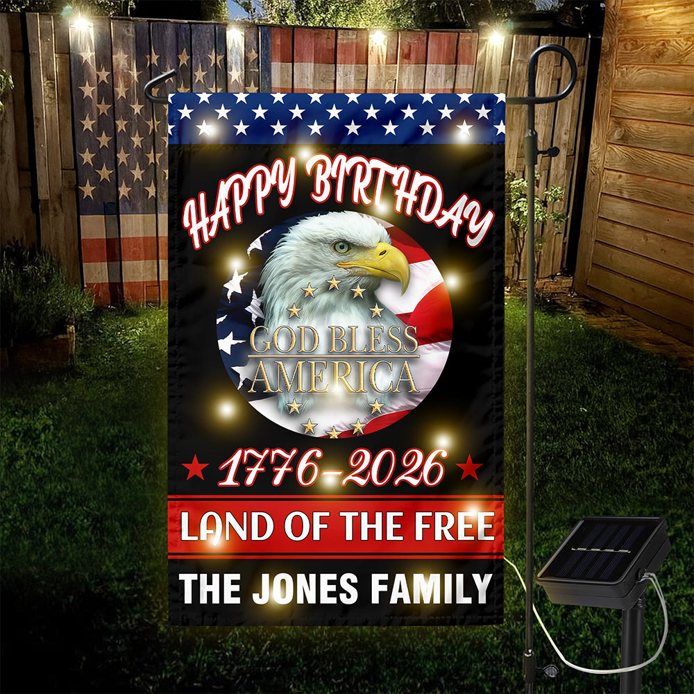 Custom Family Happy Birthday Land Of Free Led Garden Flag Independence Day Decor HA75 898338 - Image 5