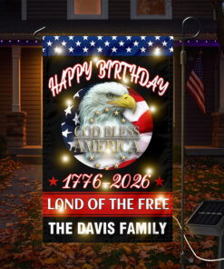 Alternative view of Custom Family Happy Birthday Land Of Free Led Garden Flag Independence Day Decor