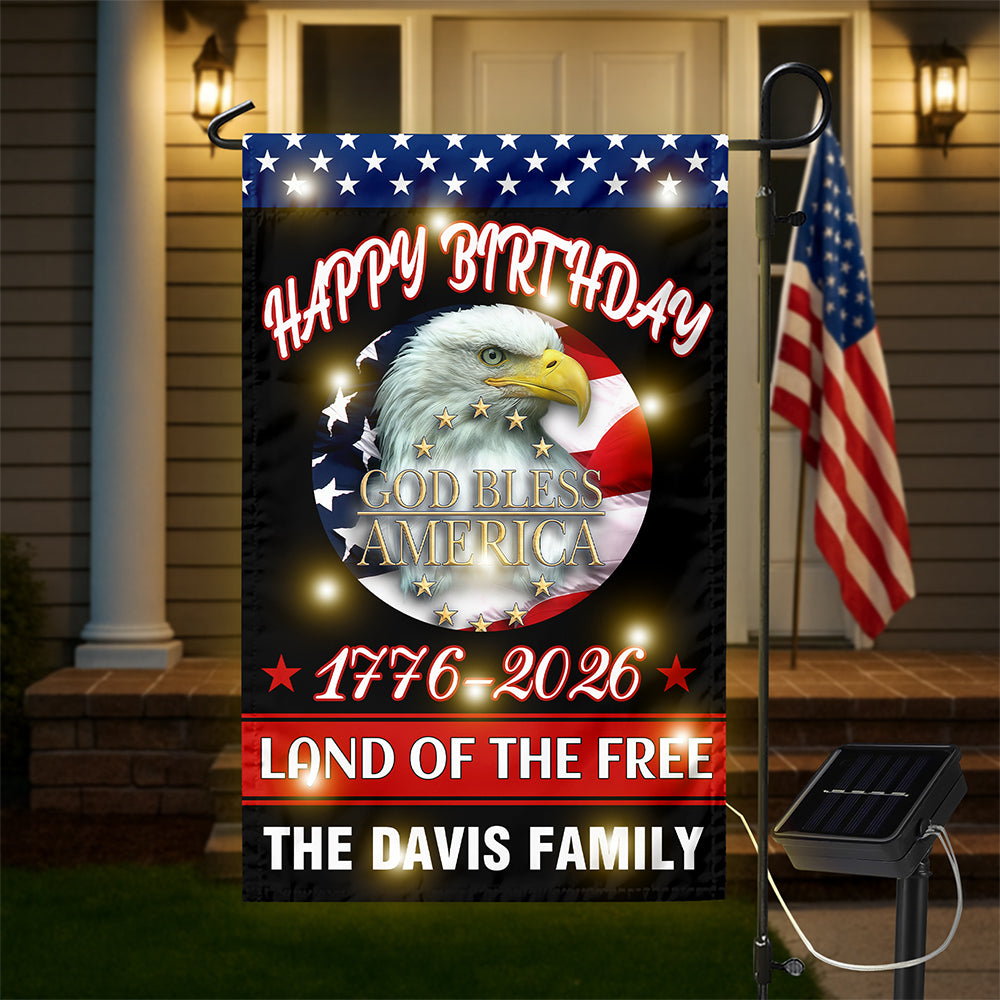 Custom Family Happy Birthday Land Of Free Led Garden Flag Independence Day Decor HA75 898338 - Image 3