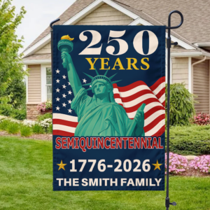 Alternative view of Custom Family Name 250 Years America 1776-2026 Semiquincentennial Garden Flag HA75 898324