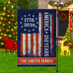 Alternative view of Custom Family Name 250 Years America Flag 250th Birthday 1776-2026 Garden Flag Gift for Family HO82 894788