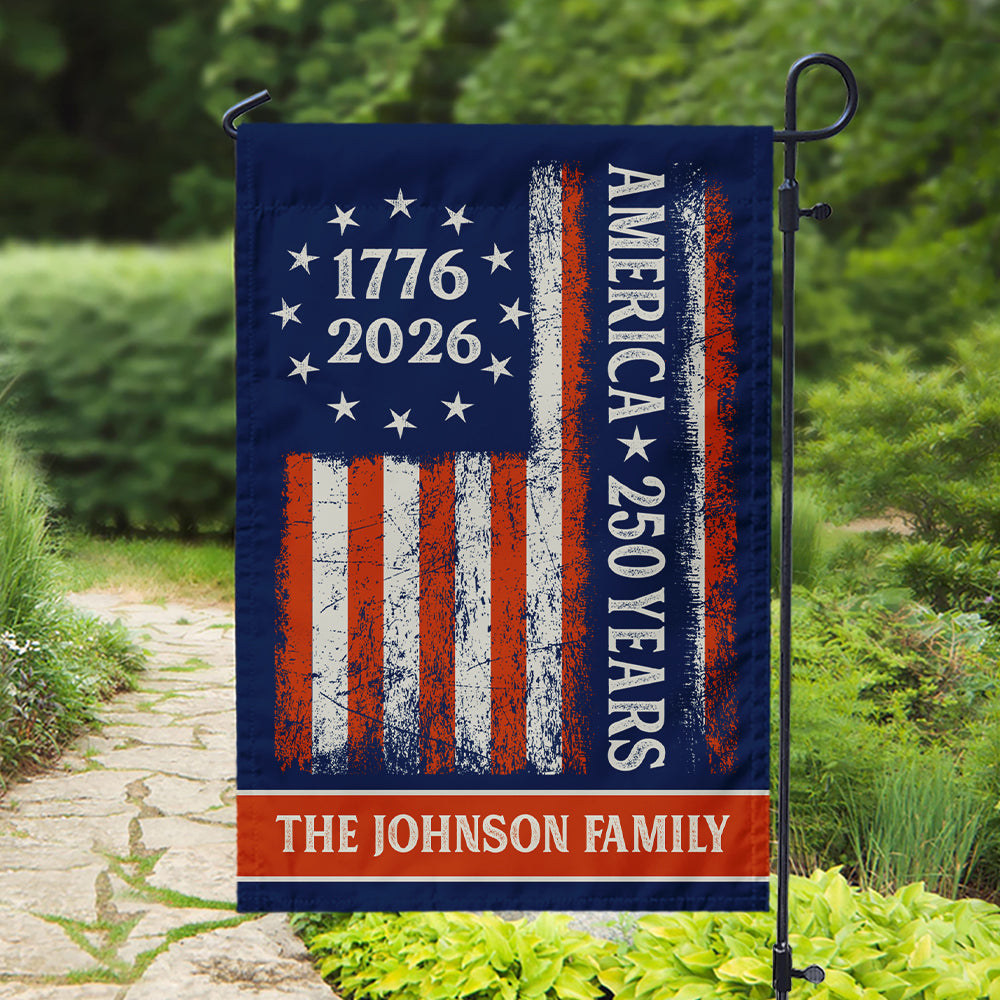 Custom Family Name 250 Years America Flag 250th Birthday 1776-2026 Garden Flag Gift for Family HO82 894788 - Image 5