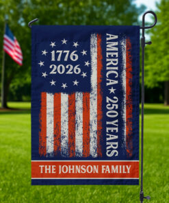 Custom Family Name 250 Years America Flag 250th Birthday 1776-2026 Garden Flag Gift for Family