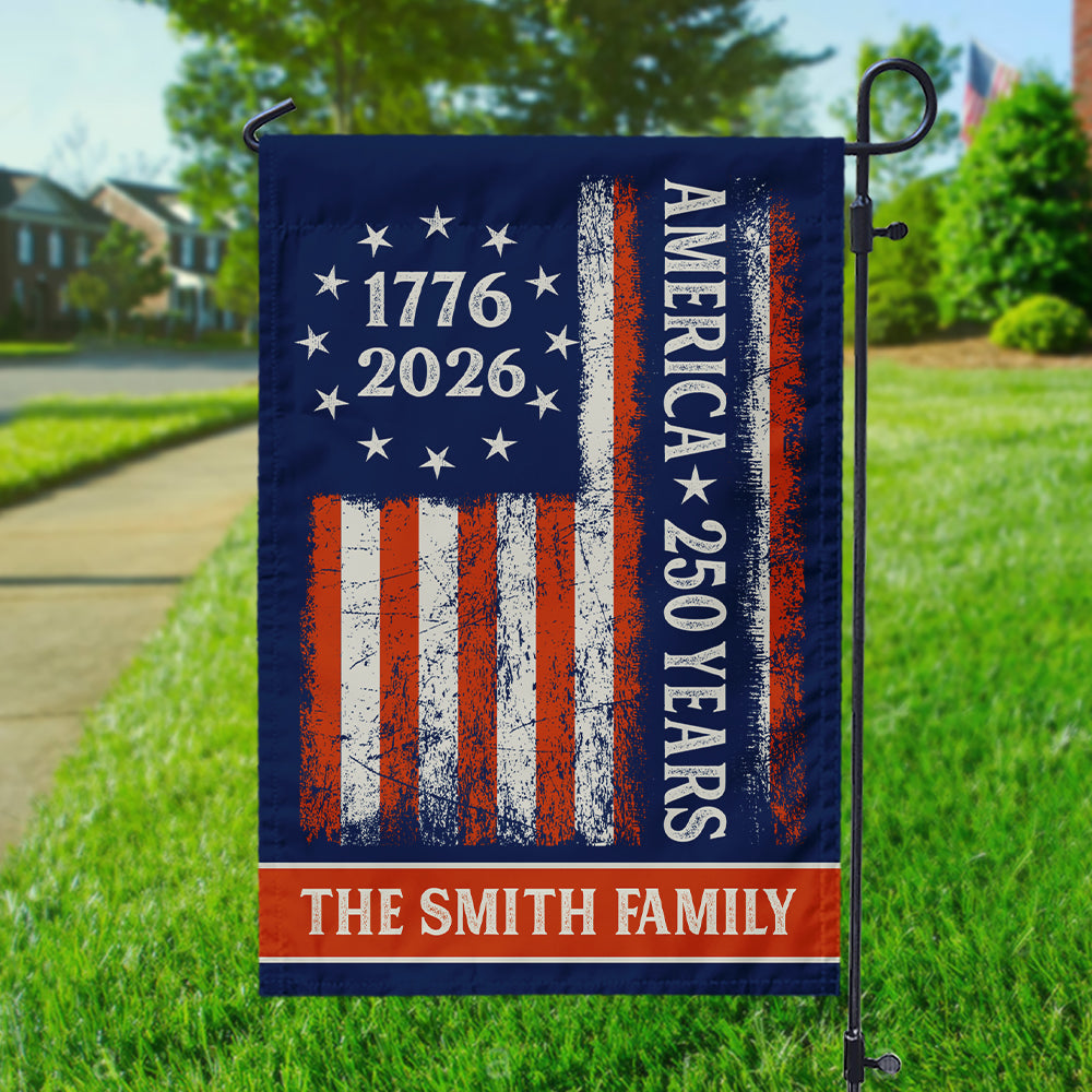 Custom Family Name 250 Years America Flag 250th Birthday 1776-2026 Garden Flag Gift for Family HO82 894788 - Image 3