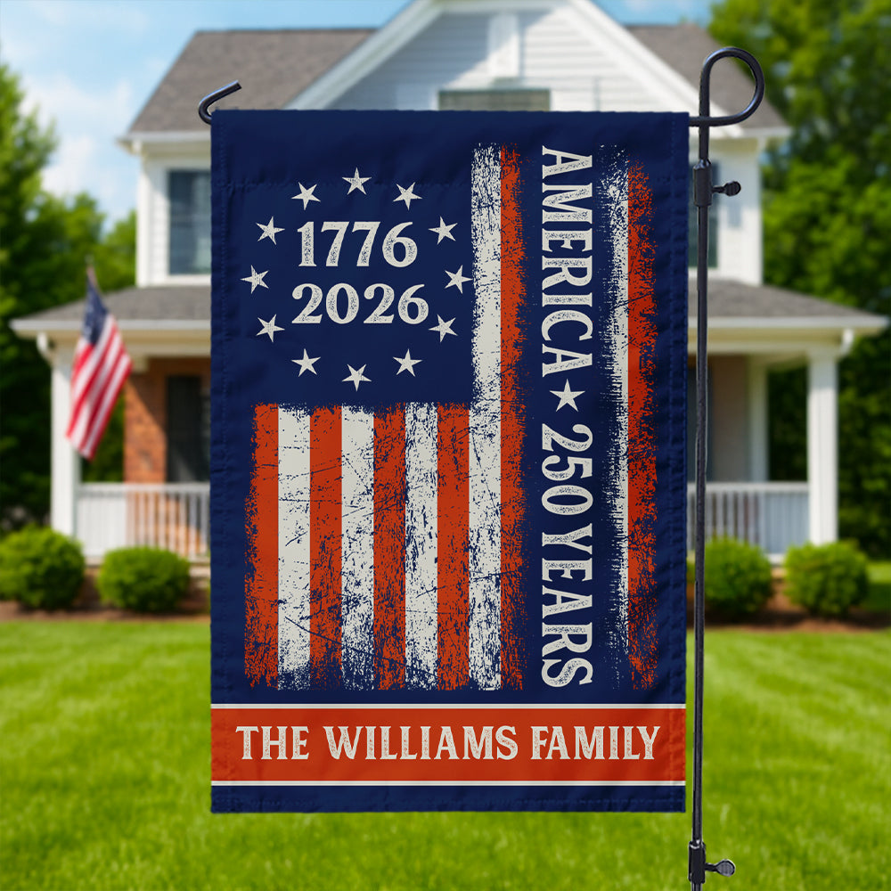 Custom Family Name 250 Years America Flag 250th Birthday 1776-2026 Garden Flag Gift for Family HO82 894788 - Image 6