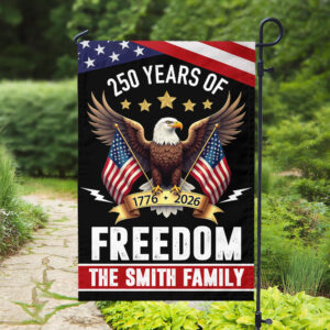 Alternative view of Custom Family Name 250 Years America Freedom With Eagles Garden Flag LM32 895209