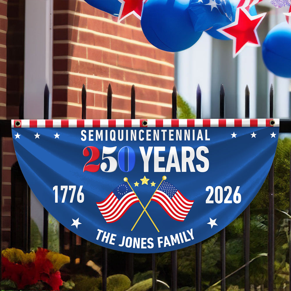 Custom Family Name 250 Years Semiquincentennial Pleated Fan Flag - Image 5