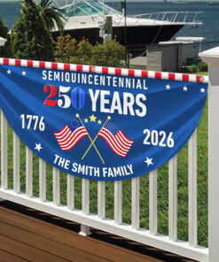 Alternative view of Custom Family Name 250 Years Semiquincentennial Pleated Fan Flag