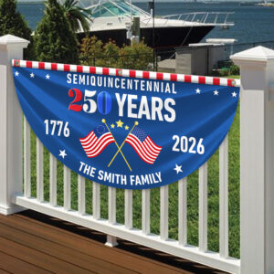 Alternative view of Custom Family Name 250 Years Semiquincentennial Pleated Fan Flag TH10 896429