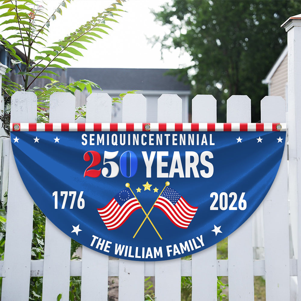 Custom Family Name 250 Years Semiquincentennial Pleated Fan Flag - Image 4