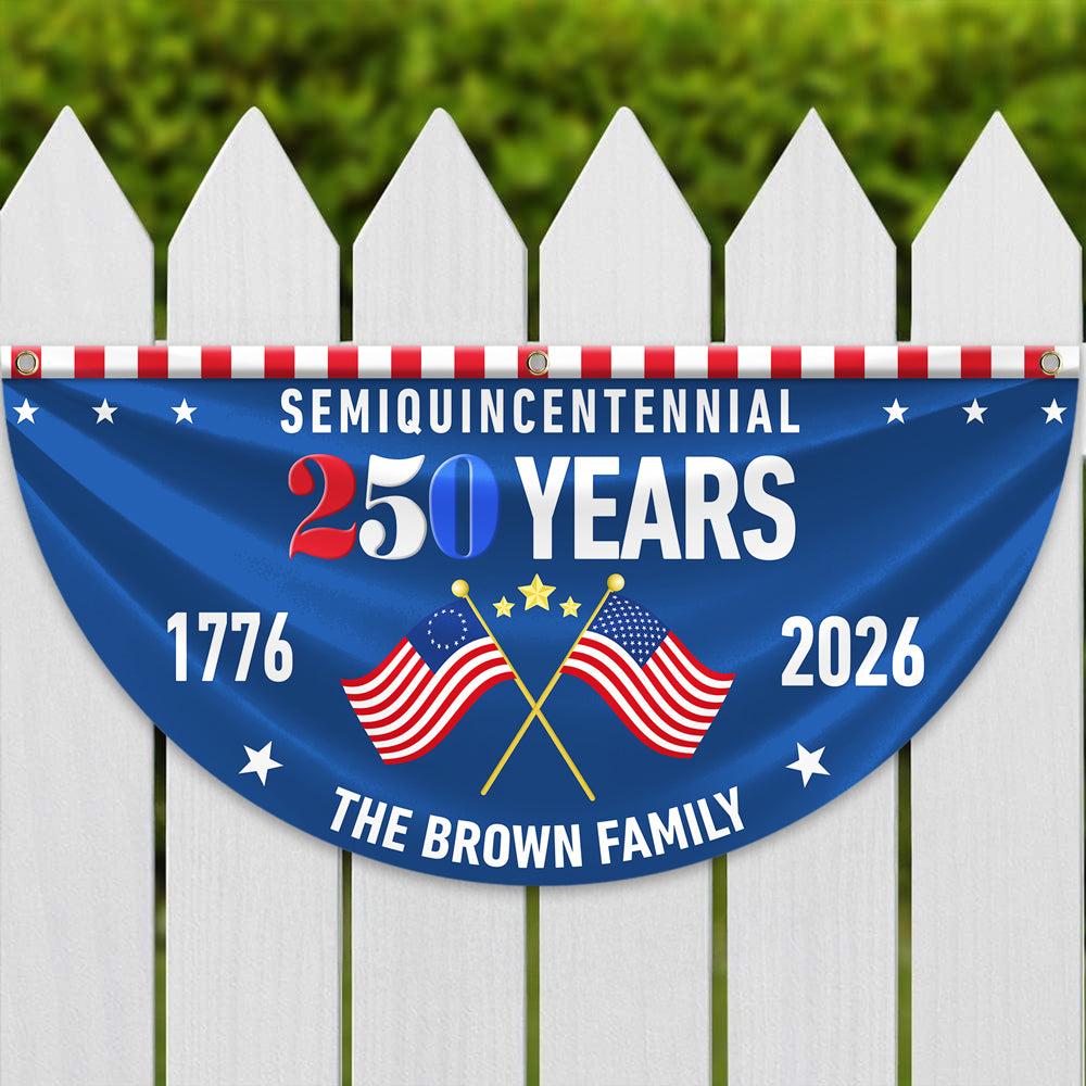 Custom Family Name 250 Years Semiquincentennial Pleated Fan Flag - Image 6