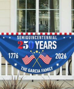 Custom Family Name 250 Years Semiquincentennial Pleated Fan Flag