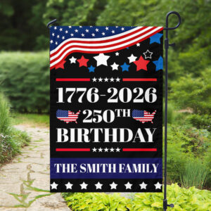 Alternative view of Custom Family Name 250th Anniversary 1776 - 2026 Garden Flag LM32 895155