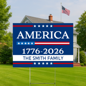 Alternative view of Custom Family Name America 1776 - 2026 Garden Yard Sign TH10 896549