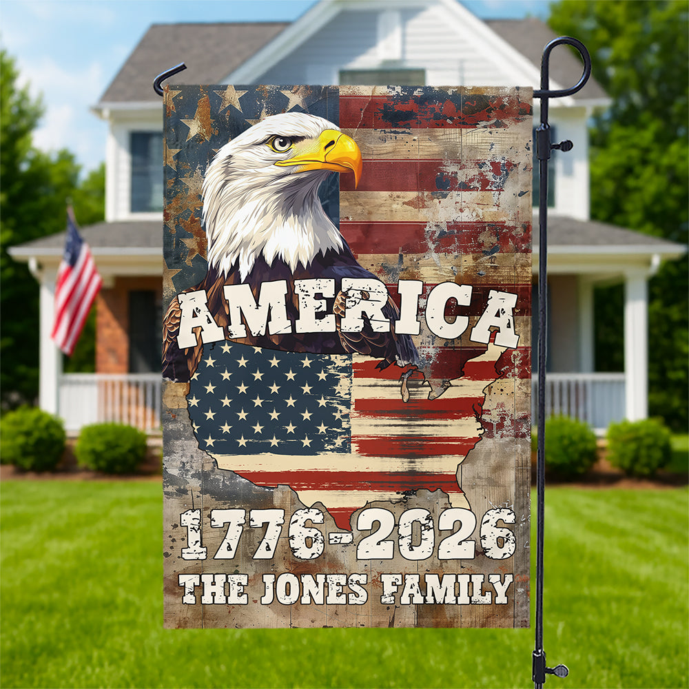 Custom Family Name America 1776 - 2026 Non-Pleated Fan Flag - Image 5