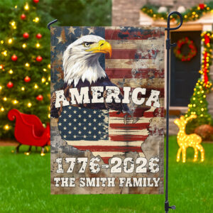 Alternative view of Custom Family Name America 1776 - 2026 Non-Pleated Fan Flag TH10 896305