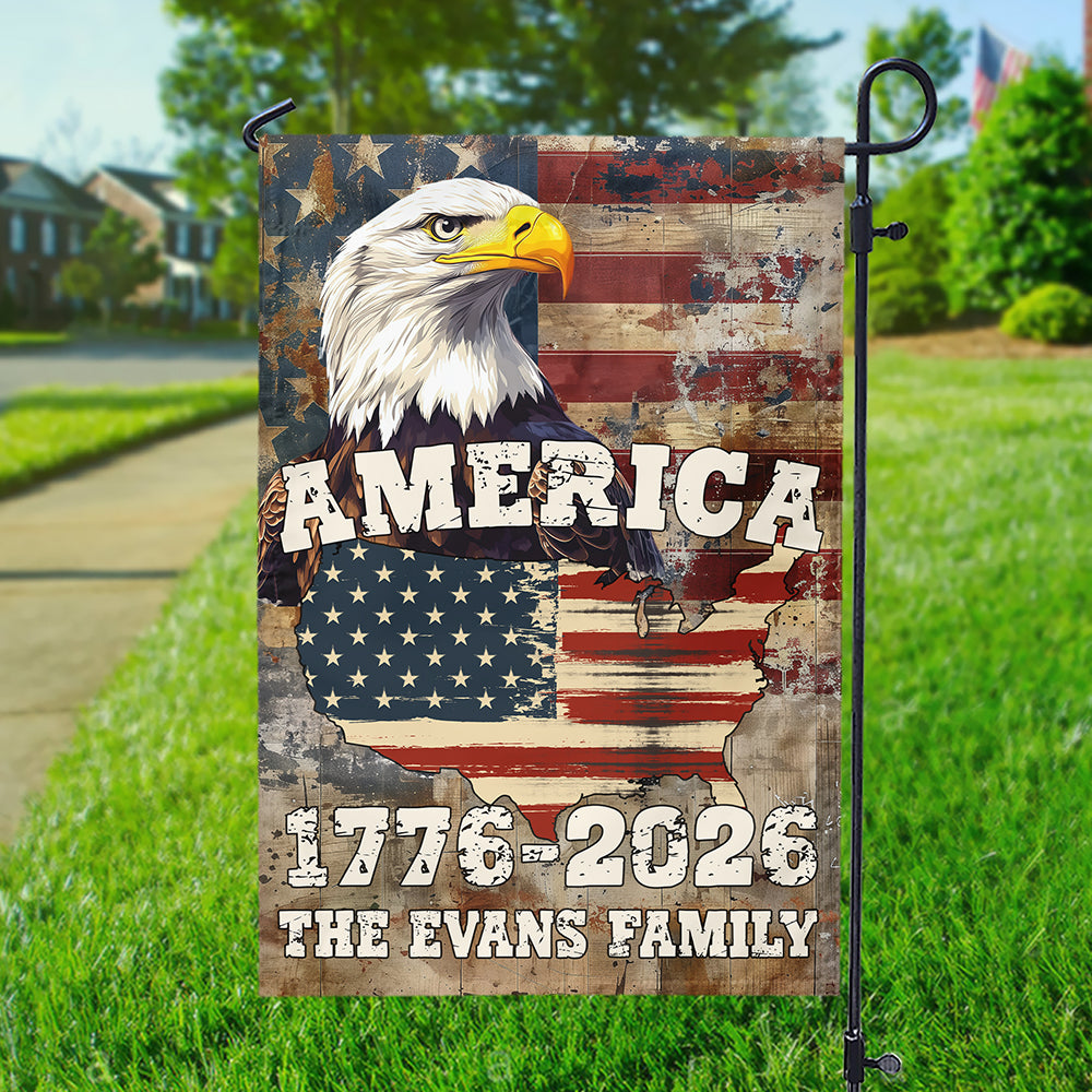 Custom Family Name America 1776 - 2026 Non-Pleated Fan Flag - Image 3