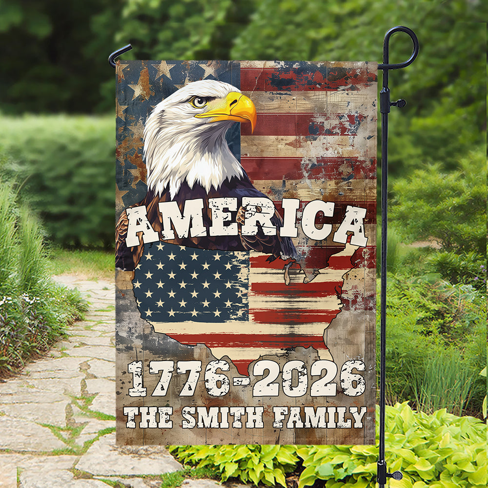 Custom Family Name America 1776 - 2026 Non-Pleated Fan Flag - Image 4