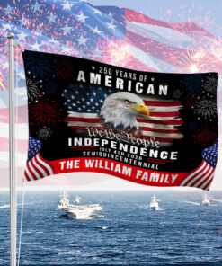 Custom Family Name America 250th Anniversary We The People Eagle House Flag