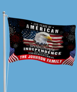 Alternative view of Custom Family Name America 250th Anniversary We The People Eagle House Flag