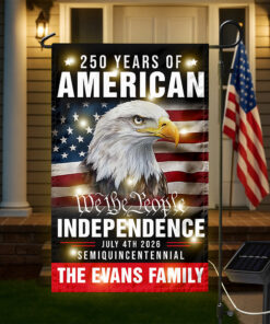 Custom Family Name America 250th Anniversary We The People Eagle LED Garden Flag