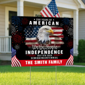 Alternative view of Custom Family Name America 250th Anniversary We The People Eagle Yard Sign CH07 899080