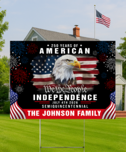 Custom Family Name America 250th Anniversary We The People Eagle Yard Sign