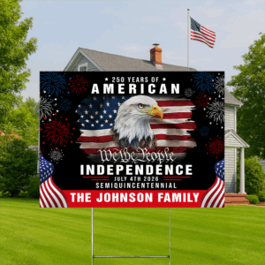 Custom Family Name America 250th Anniversary We The People Eagle Yard Sign CH07 899080