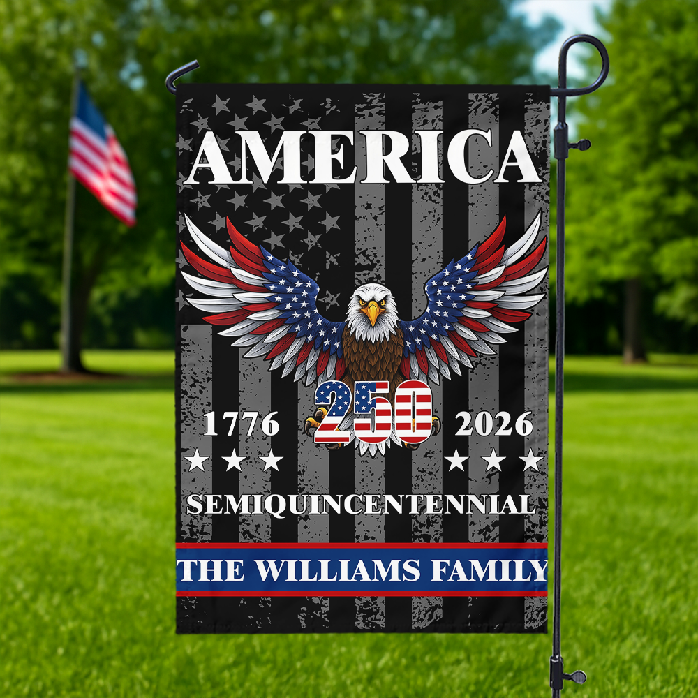 Custom Family Name America Eagle 250th Anniversary Semiquincentennial 1776-2026 Patriotic Garden Flag CH07 899580 - Image 3