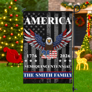 Alternative view of Custom Family Name America Eagle 250th Anniversary Semiquincentennial 1776-2026 Patriotic Garden Flag CH07 899580