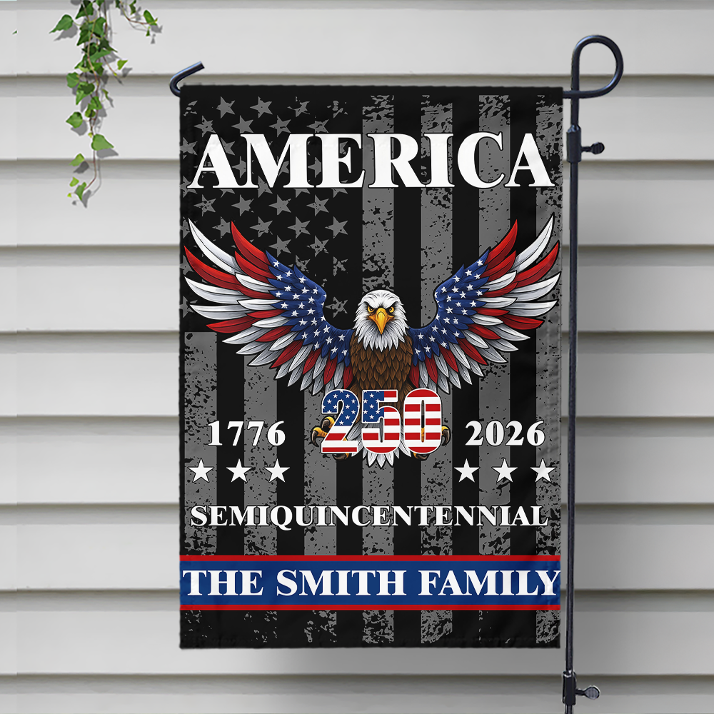 Custom Family Name America Eagle 250th Anniversary Semiquincentennial 1776-2026 Patriotic Garden Flag CH07 899580 - Image 4