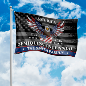 Alternative view of Custom Family Name America Eagle 250th Anniversary Semiquincentennial 1776-2026 Patriotic House Flag CH07 899582