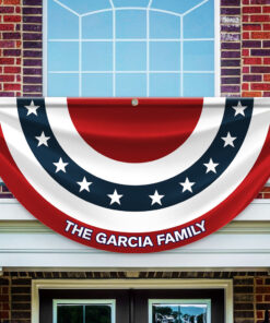 Alternative view of Custom Family Name America Non-Pleated Fan Flag