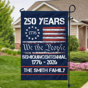 Alternative view of Custom Family Name Americaâ€™s 250th Anniversary United States Semiquincentennial Garden Flag HO82 900342