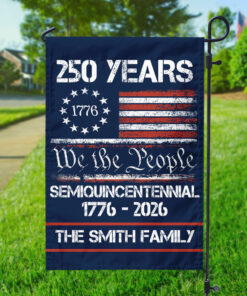 Custom Family Name Americaâ€™s 250th Anniversary United States Semiquincentennial Garden Flag