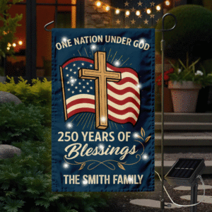 Custom Family Name Blessings America One Nation Under God LED Garden Flag LM32 895779