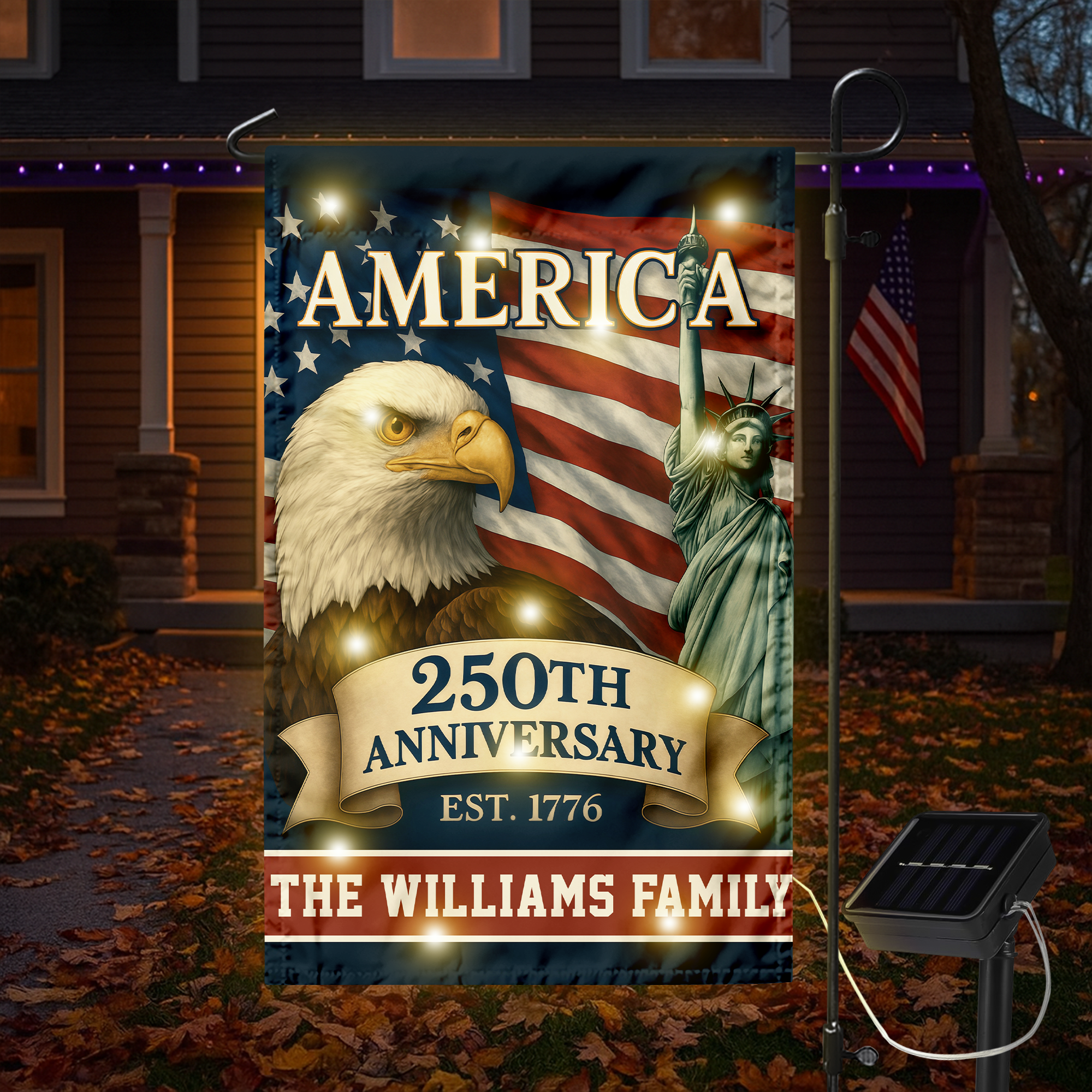 Custom Family Name Celebrate America 250th Anniversary LED Garden Flag Patriotic Gifts CH07 899152 - Image 4