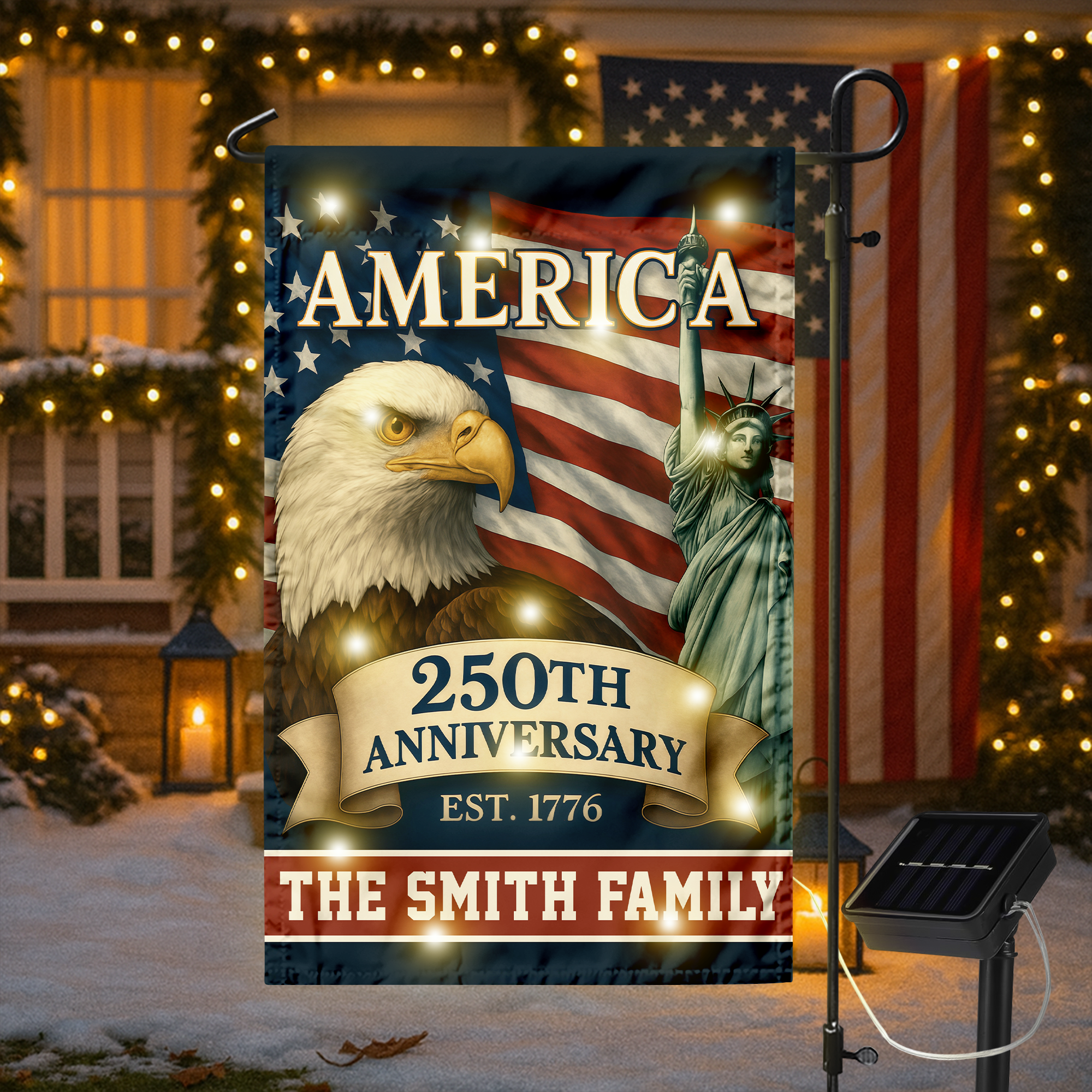 Custom Family Name Celebrate America 250th Anniversary LED Garden Flag Patriotic Gifts CH07 899152 - Image 5