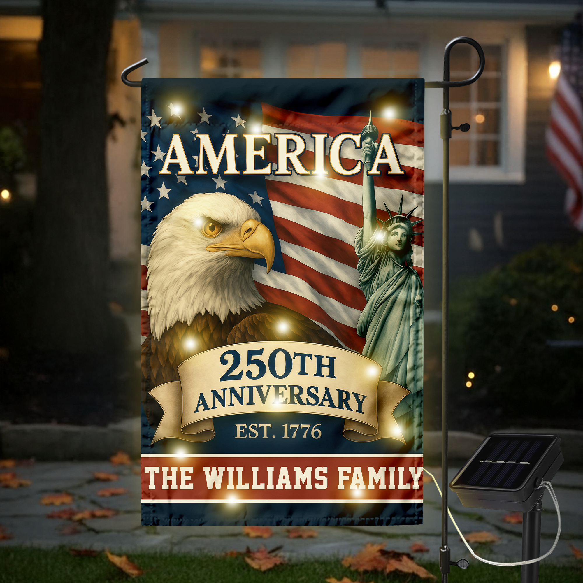 Custom Family Name Celebrate America 250th Anniversary LED Garden Flag Patriotic Gifts CH07 899152 - Image 3