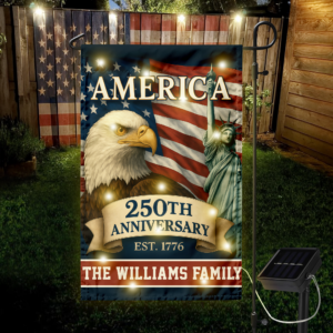 Alternative view of Custom Family Name Celebrate America 250th Anniversary LED Garden Flag Patriotic Gifts CH07 899152